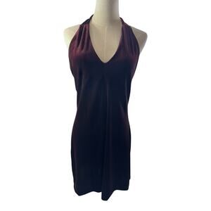 "BCBG" Burgundy Halter Velvet Dress SZ M Dark Fairy Dark Romance Sexy Open Back